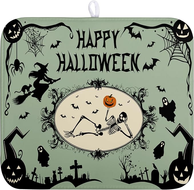 Happy Halloween Dish Drying Mat by Wnoesat