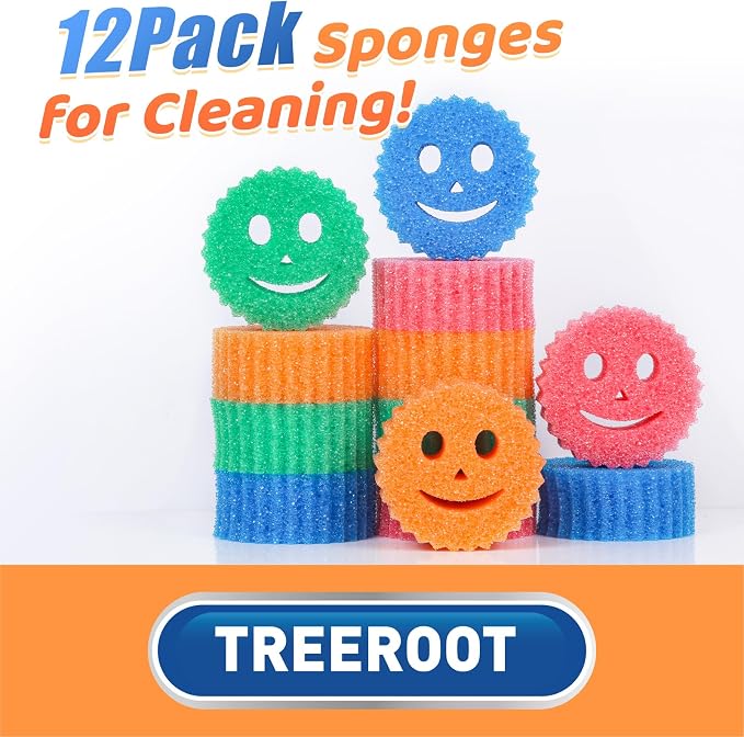 12 Colorful Smile Scrub Sponges, Temperature Controlled Dish Sponge, Bulk - Image 6