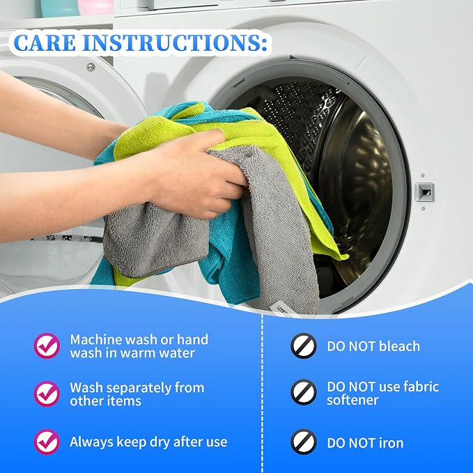 FIXSMITH Shop Towels-200 Pack, 12 x 16 in Microfiber Cleaning Cloth, Highly - Image 7