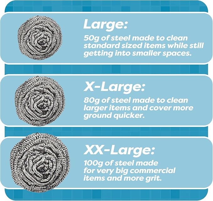 12 Pack Stainless Steel Scourers by Scrub It – Steel Wool Scrubber Pad Used - Image 3