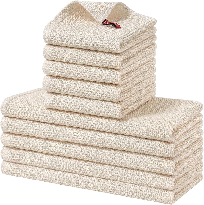 Homaxy 100% Cotton Kitchen Towels and Dishcloths Set, 12 x 12 Inches and 13 x by Homaxy