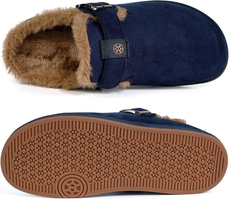 Fur Lined Clogs for Women Men Suede Winter Slippers Arch Support Slip on Mules - Image 3