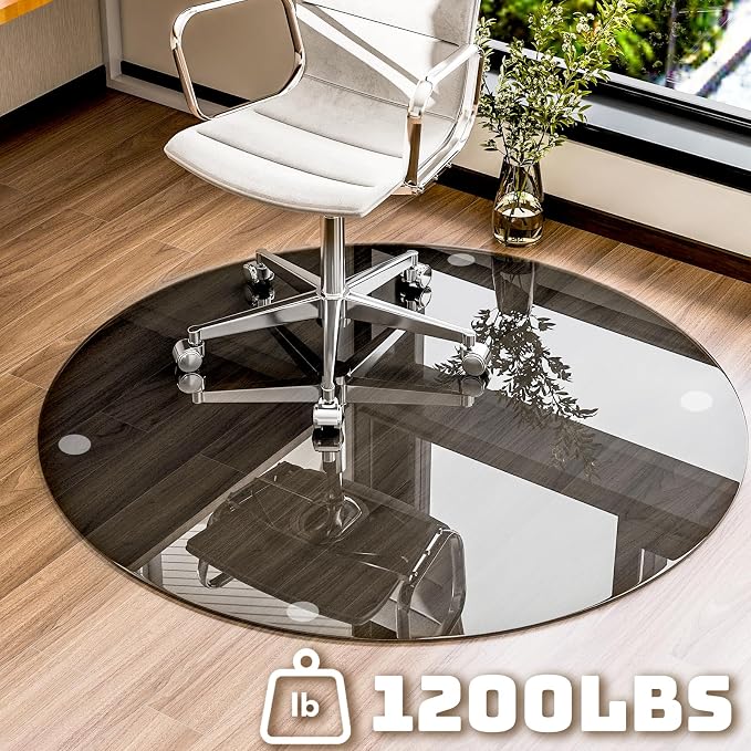 55" x 55" Round Tempered Glass Chair Mat - Image 4