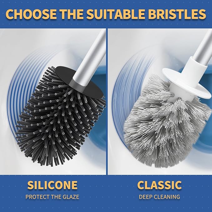 BOOMJOY Toilet Brush and Holder Set, Toilet Bowl Cleaner Brush, Toilet Scrubber - Image 3