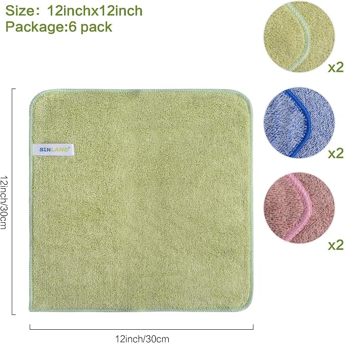 SINLAND Microfiber Face Towels Ultra Soft Facial Washcloths Face Cloth - Image 2