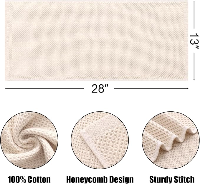 Kitinjoy 100% Cotton Waffle Weave Kitchen Hand Towels - Image 2