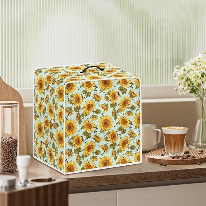 Mumeson Sunflower Blossom Coffee Maker Cover Stand Mixer or Coffee Machine Fingerprint Protection Cover Small Kitchen Machine Cover Fit Multi Kitchen Styles