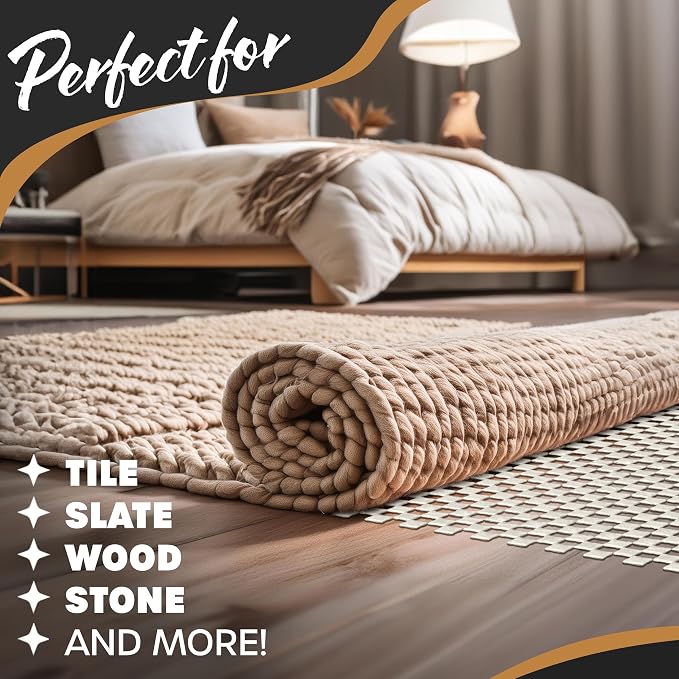 Nevlers 2 x 10 Ft Non Slip Rug Pad | Open Weave PVC Anti Skid Rug Gripper - Image 8
