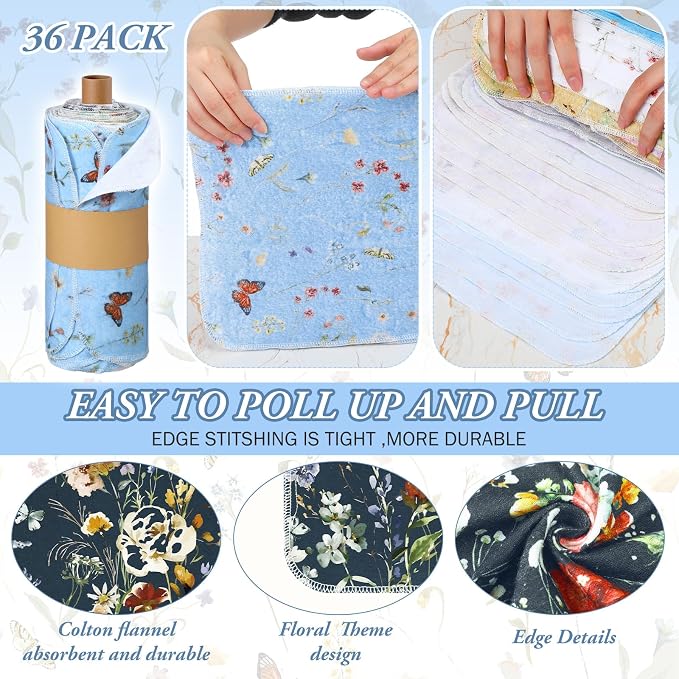 36 Pack Reusable Cleaning Cloths Washable Cotton Kitchen Dish Towels - Image 6