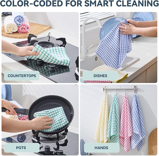 Egles 8 Packs Kitchen Dishcloths 15x27 Inches 100% Cotton Kitchen Dish Cloths - Image 7