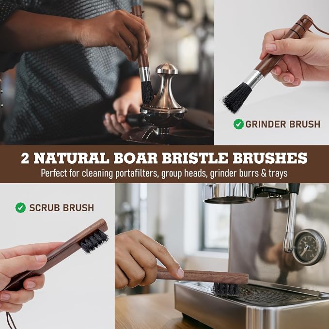 Takavu Coffee Grinder Cleaning Kit – 5pcs Boar Bristle Grinder Brush, Detail - Image 3