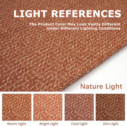 KOZYFLY Long Runners for Hallways 3x12 ft Washable Kitchen Runner Non Slip Rubber Backed Hallway Rugs Cotton Entryway Runner Rug Floor Carpet for Indoor Hall, Backdoor, Kitchen, Orange/Tan