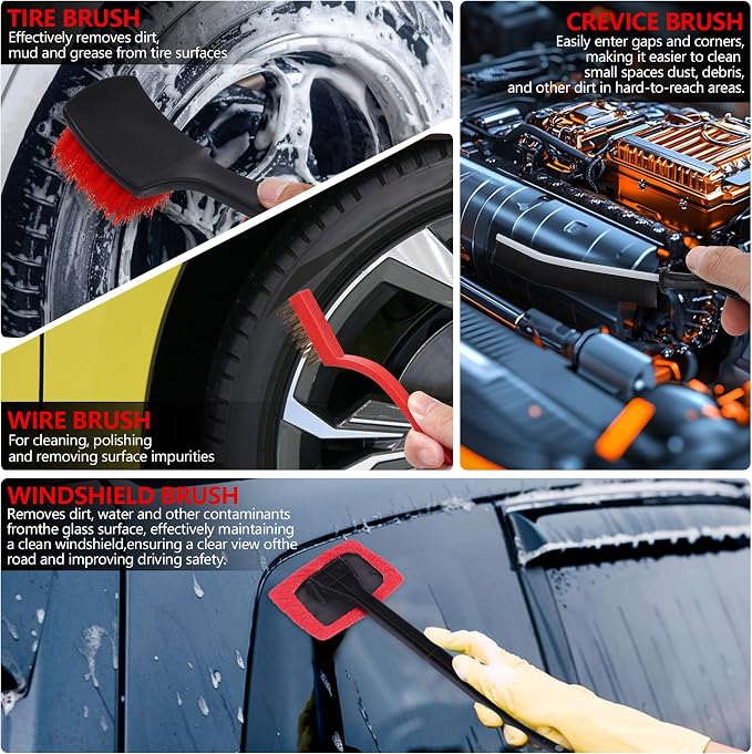32Pcs Car Detailing Kit, Auto Detailing Brush Set and Drill Brush Attachments - Image 5