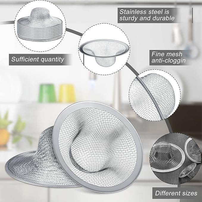 12 Pieces Stainless Steel Sink Strainer Drain Strainer - Image 3