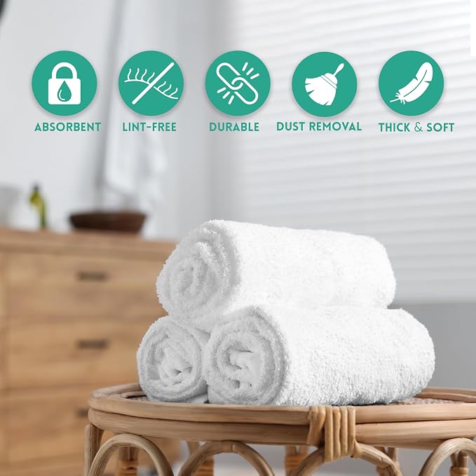 ZUPERIA 100% Cotton Terry Towels Cleaning Cloths, Highly Absorbent, Reusable - Image 3