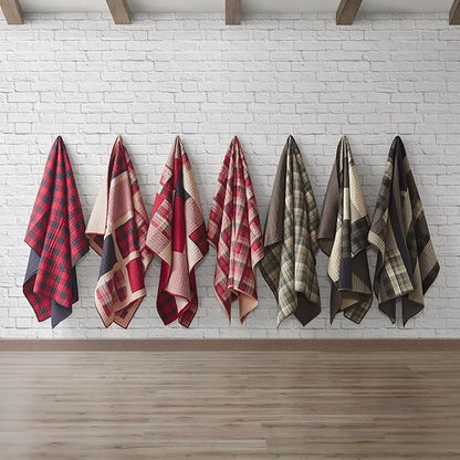 Woolrich Luxury Quilted Throw - Cabin Lifestyle, Patchwork with Moose Design All Season, Lightweight and Breathable Cozy Bedding Layer Throws for Couch Sofa, 50" W x 70" L, Winter Hills Tan