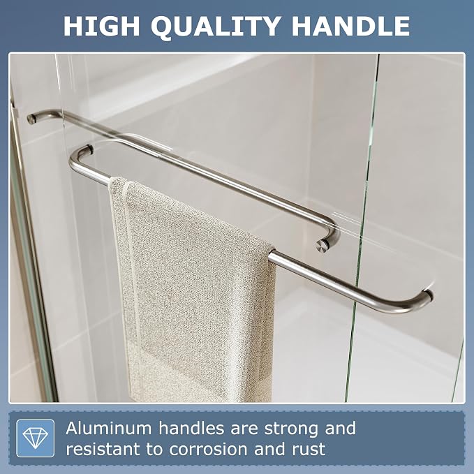 SUNNY SHOWER Double Sliding Glass Door 60" W x 72" H Shower Door 1/4" Tempered - Image 4