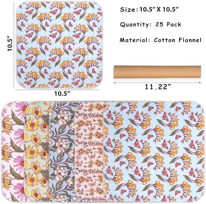 25 Pack Reusable Tissue Paperless Towel Roll Washable Cotton - Image 2