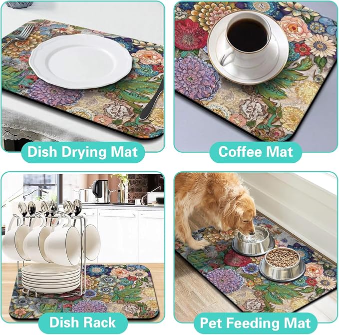 Dish Drying Mat for Kitchen Counter Matt, Super Absorbent Non-slip Rubber Backed - Image 6