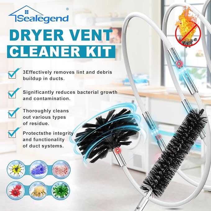 Sealegend 40 Feet Dryer Vent Cleaner Kit/Lint Remover/Upgraded Flexible - Image 3