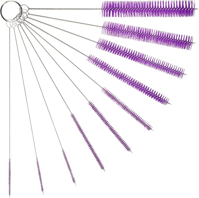 10" Tube Cleaning Brush Set, 10 Pack, Extra Long Nylon Straw Brushes by TheScoopie