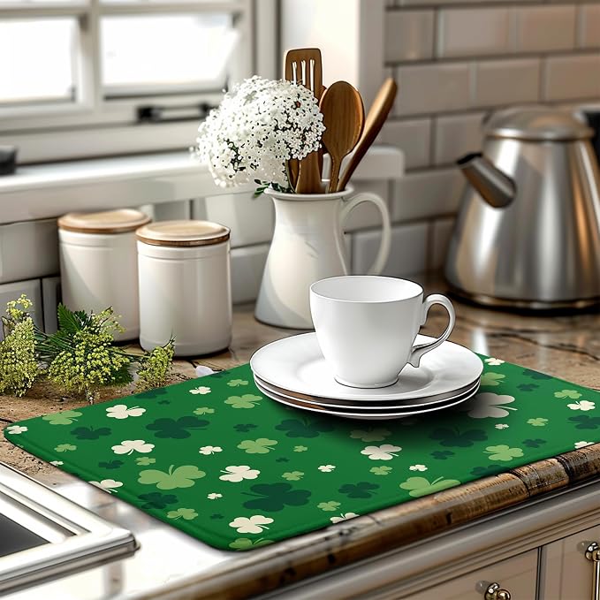 Green Shamrock St. Patrick's Day Dish Drying Mat - Image 6