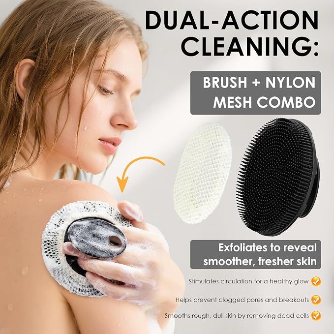 INNERNEED Food-Grade Soft Silicone Body Scrubber Shower Brush Handheld - Image 2
