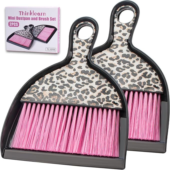 THINKLEARN 2PCS Mini Dustpan and Brush Set, Small Broom and Dustpan Set by THINKLEARN