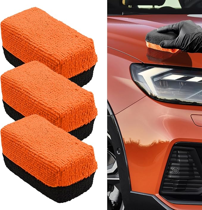 3PCS Premium Microfiber Applicator, Car Wash Sponge, Car Detailing Sponge by Unknown