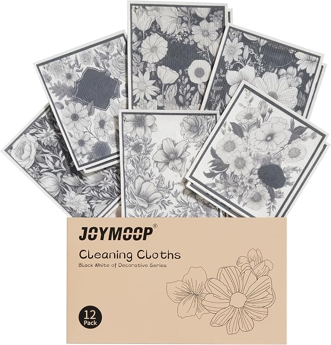 JOYMOOP 12 Pack Decorate Cleaning Cloth, Reusable Absorbent Dish Towels by JOYMOOP