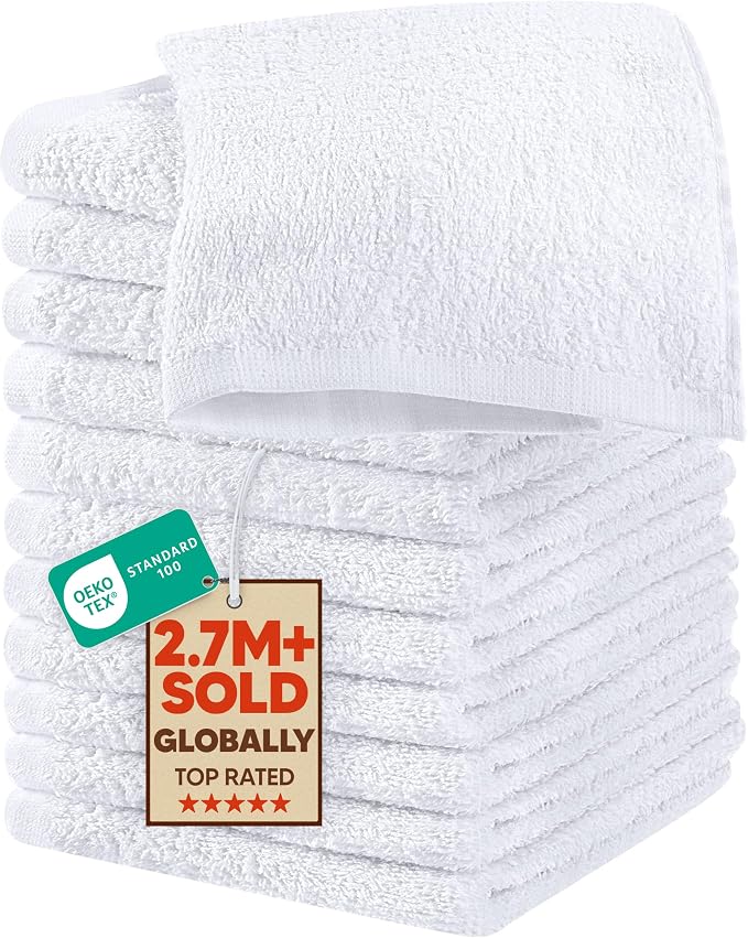 Utopia Towels 12 Pack Cotton Washcloths Set, 100% Ring Spun Cotton, Premium by UTOPIATOWELS