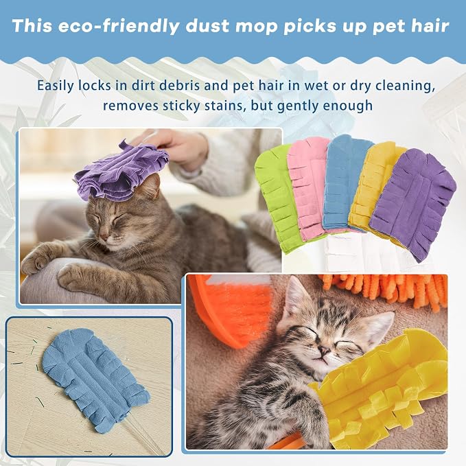Zubebe 20 Pcs Duster Refill Reusable Fleece Duster Refills Feather Flat Dusters - Image 4
