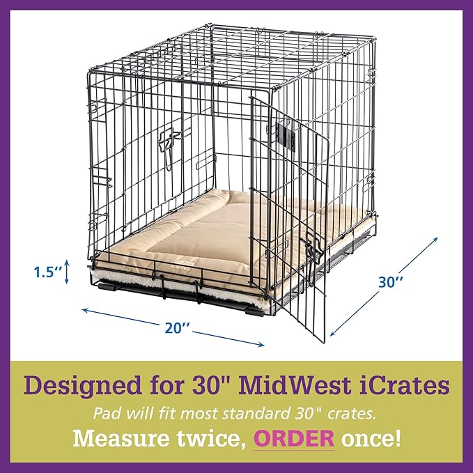 Pet Dreams Dog Crate Pad - Washable Kennel Mat, Crate Pads for Dog Cages, Non-Toxic, Flat Indoor Cat Bed, Fits iCrate 18, 24, 30, 36, 42, 48 Inches (Pink, Medium, 30")