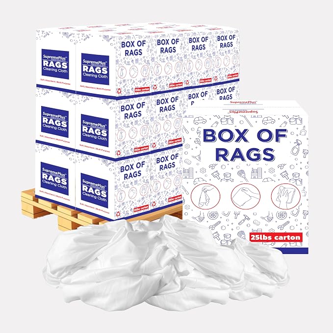 Recycled White Sheeting Cleaning Rags – Lint Free White Cotton Cloths by SupremePlus