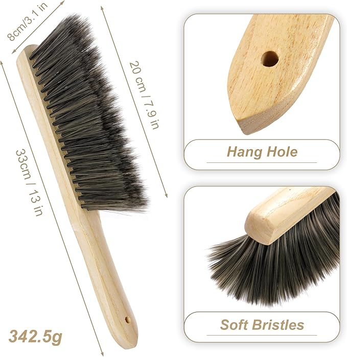Rbenxia 2 Pieces Wooden Handle Bench Brushes Horse Hair Brushes Soft Bristles - Image 2