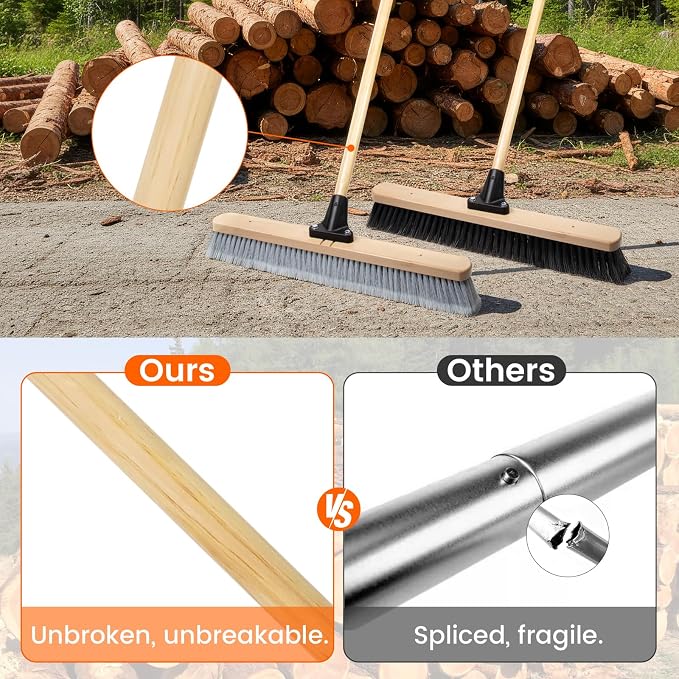 ALANNG 24” Push Brooms for Indoor and Outdoor, Heavy Duty Broom for Sweeping - Image 4