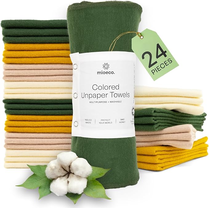 24 Pack Multicolored Reusable unPaper Towels by MioEco-SustainableLiving
