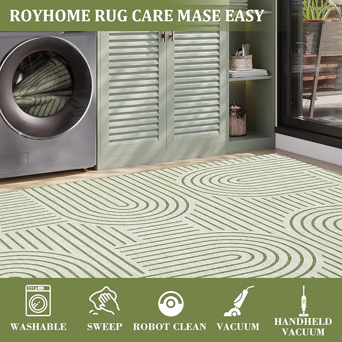 Washable Rug 4ft Area Rugs for Living Room, Abstract Rug for Bedroom, Soft - Image 5