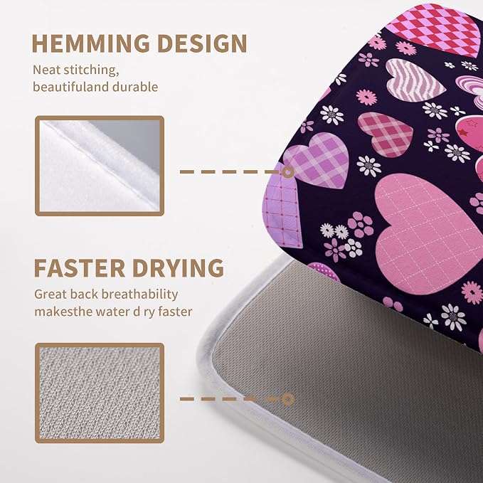 Valentine Pink Love Heart Dish Drying Mat - Image 4