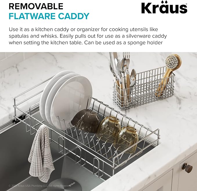 Kraus Workstation Kitchen Sink Dish Drying Rack Drainer and Utensil Holder - Image 8