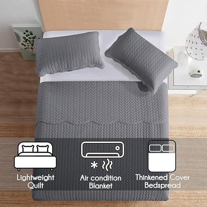IR Imperial Rooms 8 Pack California King Quilt Bedding Set (118"x106") - Bulk Wholesale for Hotels, Guest Bedroom & Airbnbs - Lightweight Microfiber Reversible Embossed Quilts Bedspread (Grey)