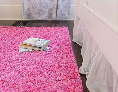 Unique Loom Solid Shag Collection Area Rug (2' 6" x 16' 5" Runner, Taffy Pink)