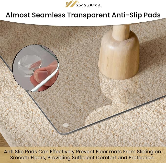 48"x31" Tempered Glass Chair Mat, Heavy Duty Glass Office Floor Mat - Image 4