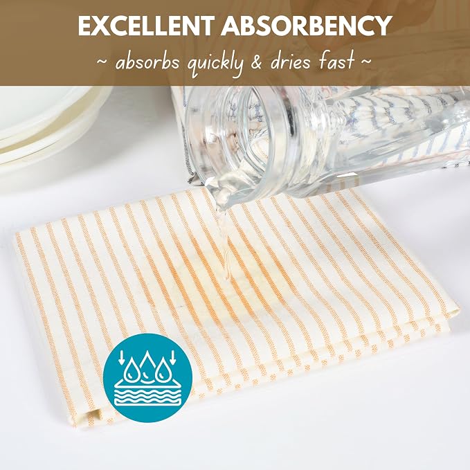 Native Fab 4 Pack Farmhouse Stripe Kitchen Dish Towels Cotton Super Absorbent - Image 2