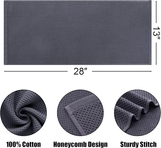 Kitinjoy 100% Cotton Waffle Weave Kitchen Hand Towels - Image 2