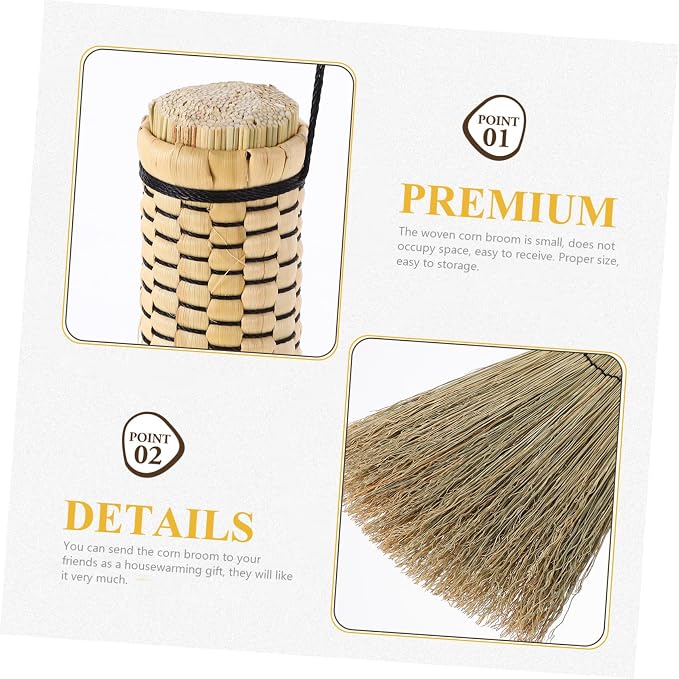 Small Corn Whisk Broom with Short Ergonomic Handle - Image 9