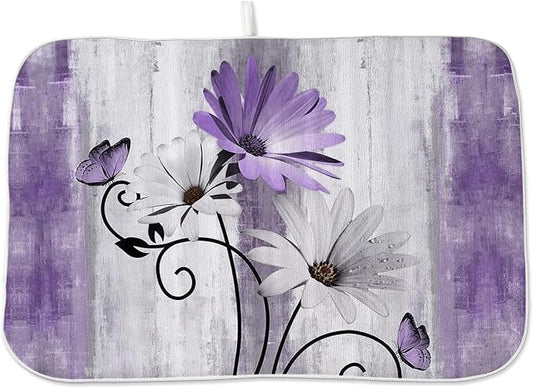 Floral Dish Drying Mat 18x24 Inches by OFIRD
