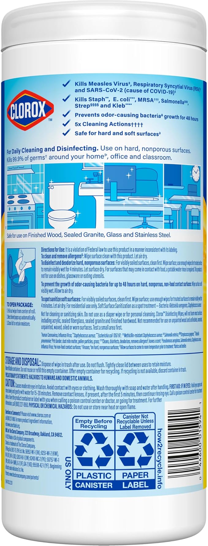 Clorox Disinfecting Cleaning Wipes, Bleach Free, Crisp Lemon - Image 9