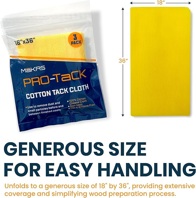 MāKRS 18" x 36" Pro-Tack Tack Cloth, Remove and Trap Dust Particles, 100% Cotton - Image 5