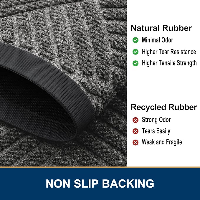 Smiry Front Door Mat Outside Entrance, Heavy Duty Outdoor Indoor Natural Rubber - Image 5